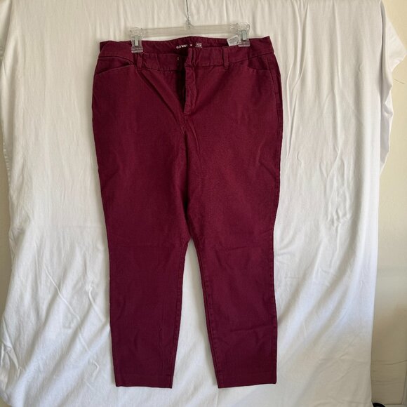 Old Navy Burgundy Pixie Pants | High-Rise Never-Fade Stretch | Size 14 - Picture 1 of 3